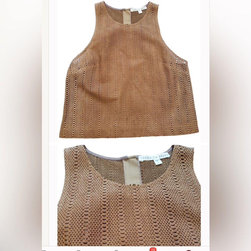 Veronica Beard 100% Leather Sleeveless Top